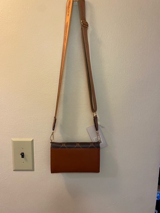 Valentino Orlandi Brown and Tan Monogram Crossbody Bag - Picture 5 of 7